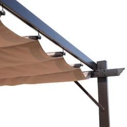 Outsunny 10' X 13' Outdoor Retractable Pergola Canopy, Aluminum Patio Pergola, Backyard Shade Shelter For Porch Party, Garden, Grill Gazebo, Brown -Outsunny dwHa5817e670cd85a