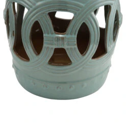 Outsunny 14" X 17" Ceramic Side Table Garden Stool With Knotted Ring Design & Glazed Strong Materials, Antique Blue -Outsunny dz23d617fe7fbd7f9