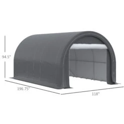 Outsunny 10' X 16' Carport, Heavy Duty Portable Garage Storage Tent With Large Zippered Door, Anti-UV PE Canopy Cover For Car, Truck, Boat, Motorcycle, Bike, Garden Tools, Outdoor Work, Gray -Outsunny e0fc17188526c55d1