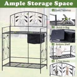 Outsunny Gardening Workbench W/ Large Spacious Worktop & Integrated Soil Bag Outside Garden Plant Work Table -Outsunny e7f35917e6cc5b2a3