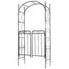 Outsunny Garden Arbor Arch Gate With Trellis Sides For Climbing Plants, Wedding Ceremony Decorations, Grape Vines, Locking Doors, Flourishes & Arrow Tips, Black