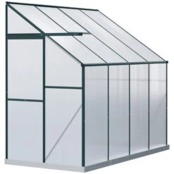 Outsunny 8' X 4' X 7' Hobby Greenhouse, Walk-in Lean-To Polycarbonate Hot House Kit With Aluminum Frame, Sliding Door, Roof Vent, Green 17 Outsunny 8' X 4' X 7' Hobby Greenhouse, Walk-in Lean-To Polycarbonate Hot House Kit With Aluminum Frame, Sliding Door, Roof Vent, Green -Outsunny eIHdaa18037ab1186