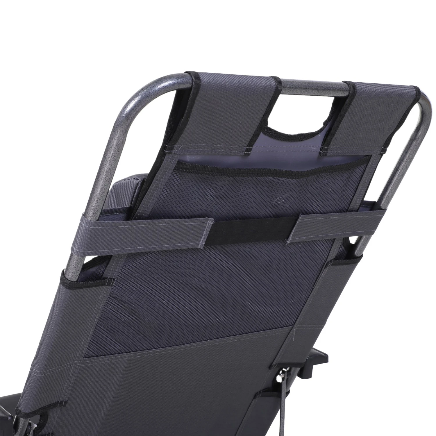 Outsunny Tanning Chair, 2-in-1 Beach Lounge Chair & Camping Chair W/ Pillow & Pocket, Adjustable Chaise For Sunbathing Outside, Patio, Poolside, Gray 13 Outsunny Tanning Chair, 2-in-1 Beach Lounge Chair & Camping Chair W/ Pillow & Pocket, Adjustable Chaise For Sunbathing Outside, Patio, Poolside, Gray - Image 13