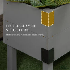 Outsunny 2 Tier Raised Garden Bed With Trellis, Wooden Elevated Planter Box With Legs And Metal Corners, For Vegetables, Flowers, Herbs, Gray -Outsunny eJH88c1865f2d414b