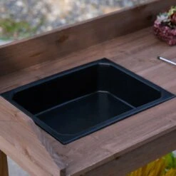 Outsunny 36'' Wooden Potting Bench Work Table With 2 Removable Wheels, Sink, Drawer & Large Storage Spaces, Brown 30 Outsunny 36'' Wooden Potting Bench Work Table With 2 Removable Wheels, Sink, Drawer & Large Storage Spaces, Brown -Outsunny eKsa2017e681f8e39