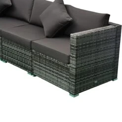 Outsunny 6 Pieces Patio Furniture Sets Outdoor Wicker Conversation Sets All Weather PE Rattan Sectional Sofa Set With Ottoman, Cushions & Tempered Glass Desktop, Charcoal -Outsunny eMd3fd17e72479c6f