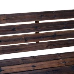 Outsunny Wooden Wagon Wheel Bench, Rustic Outdoor Patio Furniture, 2-Person Seat Bench With Backrest, Carbonized -Outsunny eXB4ff17e677ab805