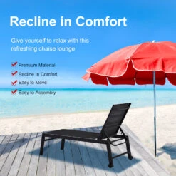 Outsunny Outdoor Lounge Chair, Patio Lounger With 5-Position Reclining Backrest And 2 Wheels For Poolside, Beach, Lawn, Black 15 Outsunny Outdoor Lounge Chair, Patio Lounger With 5-Position Reclining Backrest And 2 Wheels For Poolside, Beach, Lawn, Black -Outsunny ebG88c17fb9708409