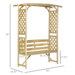 Outsunny Patio Garden Bench, Wooden Bench, Outdoor Bench For Vines/Climbing Plants, Natural -Outsunny ef3c17184fb8cd500