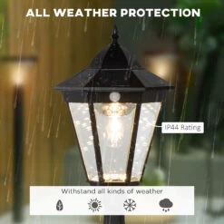 Outsunny 22" Outdoor Solar Lamp Post Light, All Weather Protection For Backyard, Black -Outsunny efWa0917fae7c82cf