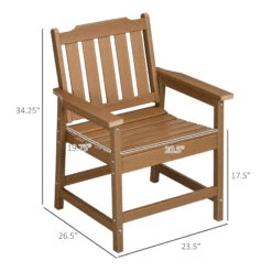 Outsunny Plastic Patio Chairs, Outdoor Dining Chair With Armrests And Slatted Back, Outdoor Armchair For Lawn, Garden, Poolside, Backyard, Brown -Outsunny ekdc17186c4e28d21