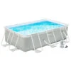 Outsunny 11ft X 7ft X 32in Steel Frame Pool With Filter Pump, Outdoor Rectangular Frame Above Ground Swimming Pool, Light Grey