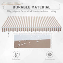 Outsunny 11.8' X 8.2' Outdoor Patio Manual Retractable Exterior Window Awning With Durable PU Design, Beige -Outsunny etVa09181a40ad9c9
