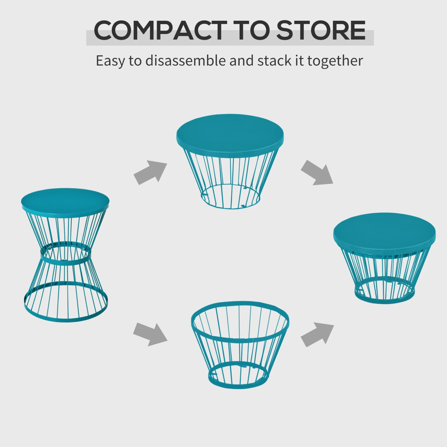 Outsunny 16" Steel Patio Side Table, Garden End Table With Hourglass Design, Accent Table For Outdoor And Indoor Use, Blue 5 Outsunny 16" Steel Patio Side Table, Garden End Table With Hourglass Design, Accent Table For Outdoor And Indoor Use, Blue - Image 5