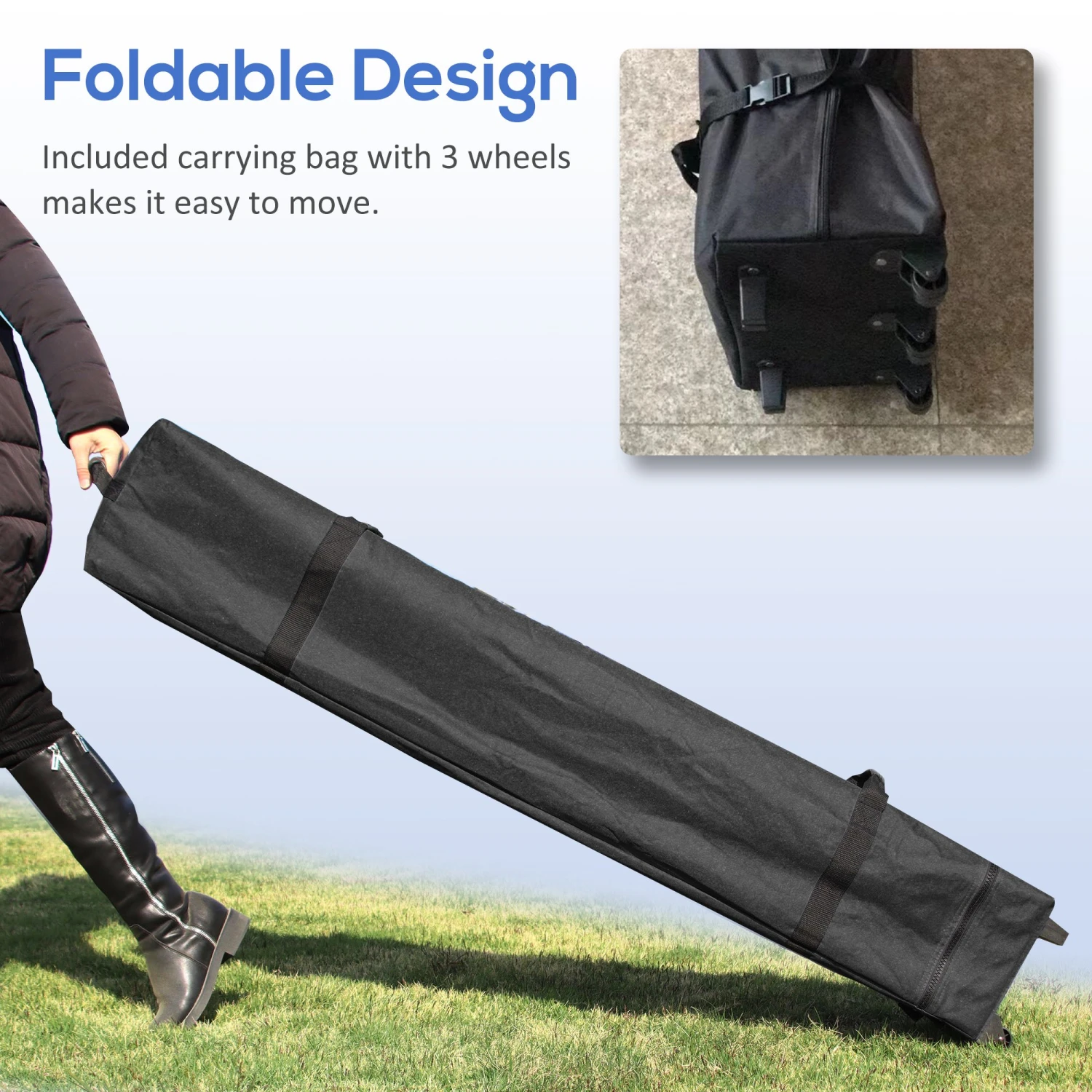 Outsunny 10' X 20' Pop Up Canopy Tent, Instant Sun Shelter, Tents For Parties, Height Adjustable, With Wheeled Carry Bag, For Outdoor, Garden, Patio, Dark Blue 5 Outsunny 10' X 20' Pop Up Canopy Tent, Instant Sun Shelter, Tents For Parties, Height Adjustable, With Wheeled Carry Bag, For Outdoor, Garden, Patio, Dark Blue - Image 5