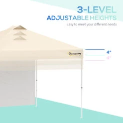 Outsunny 10' X 10' Pop-Up Canopy Tent With 1 Sidewall, Instant Sun Shelter, Tents For Parties, Height Adjustable, With Wheeled Carry Bag For Outdoor, Garden, Patio, Beige -Outsunny ewka091816811439d