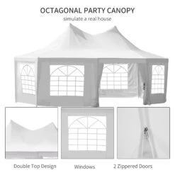 Outsunny 22' X 16' Canopy Party Event Tent With 2 Pull-Back Doors, Column-Less Event Space, & 8 Cathedral Windows 19 Outsunny 22' X 16' Canopy Party Event Tent With 2 Pull-Back Doors, Column-Less Event Space, & 8 Cathedral Windows -Outsunny eyRa8417e6b32de09