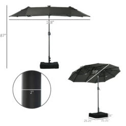 Outsunny 10ft Double-sided Patio Umbrella With Solar Lights And Sandbag Base, Outdoor Umbrella With Push Button Tilt, Crank, Air Vents For Garden, Backyard, Deck, Pool, Market, Gray 11 Outsunny 10ft Double-sided Patio Umbrella With Solar Lights And Sandbag Base, Outdoor Umbrella With Push Button Tilt, Crank, Air Vents For Garden, Backyard, Deck, Pool, Market, Gray -Outsunny f07c17185cdb1a968