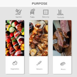 Outsunny 22" Charcoal Barbecue Grill With Portable Wheel, Side Tray And Lower Shelf For Outdoor BBQ For Garden, Backyard, Poolside -Outsunny f8675618243e7aef4