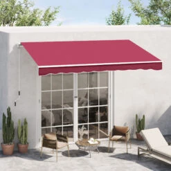 Outsunny 10' X 8' Manual Retractable Awning Sun Shade Shelter For Patio Deck Yard With UV Protection And Easy Crank Opening, Wine Red -Outsunny f8F6ff1831c0beb2b