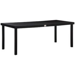 Outsunny 75" X 35" Outdoor Dining Table For 8 People, Rectangular Aluminum Frame Garden Table With All-Weather Faux Wood Top For Garden, Lawn, Patio, Black
