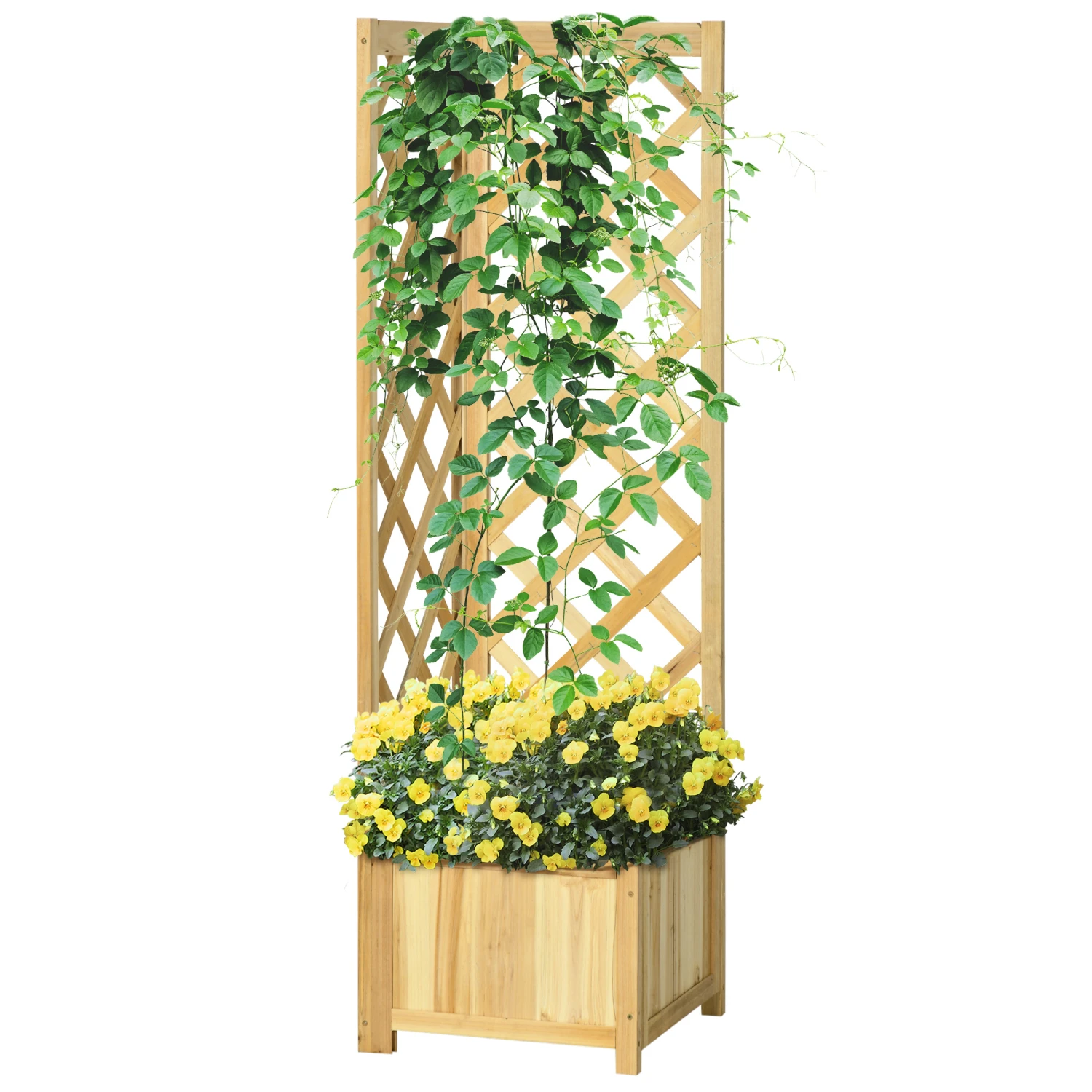 Outsunny Wooden Raised Garden Bed, Planter With Trellis For Vine Climbing And Vegetables, Herbs, And Flowers Growing 1 Outsunny Wooden Raised Garden Bed, Planter With Trellis For Vine Climbing And Vegetables, Herbs, And Flowers Growing