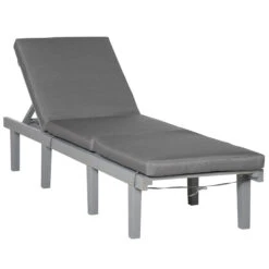 Outsunny Chaise Lounge Chair For Outdoor, Patio Recliner With 4-Position Adjustable Backrest And Cushion For Deck, Beach, Lawn And Sunbathing, Gray