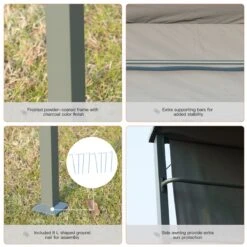Outsunny 7FT Grill Gazebo BBQ Canopy With Sun Shade Panel Side Awning, 2 Exterior Serving Shelves, 5 Hooks For Patio Lawn Backyard -Outsunny fC811517e67c3fd89