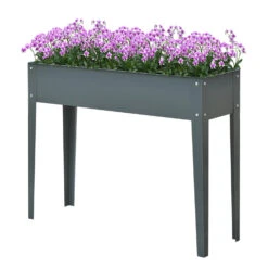 Outsunny 39" X 12" X 32" Metal Raised Garden Bed Planter Box With Durable Material & 3 Bottom Drain Holes, Dark Grey -Outsunny fFnf5e1831cd9c3cb