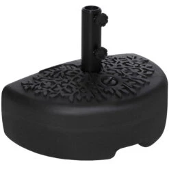Outsunny Half Round Umbrella Base, Sand Or Water Filled Half Patio Umbrella Stand Holder For Lawn, Deck, Backyard And Garden, 40lb Capacity Water Or 46lb Capacity Sand, Fit 1.5"or 2" Pole, Black