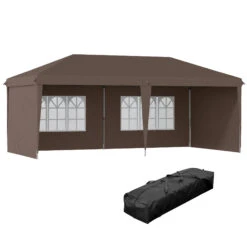 Outsunny 10' X 20' Pop Up Canopy Tent With 4 Sidewalls, Heavy Duty Tents For Parties, Outdoor Instant Gazebo With Carry Bag, For Outdoor, Garden, Patio, Coffee