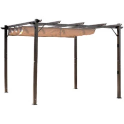 Outsunny 10' X 10' Outdoor Pergola Aluminum Gazebo W/ Retractable Canopy For Patio, Backyard, Party, Brown 18 Outsunny 10' X 10' Outdoor Pergola Aluminum Gazebo W/ Retractable Canopy For Patio, Backyard, Party, Brown -Outsunny fJydaa17f83833eb7