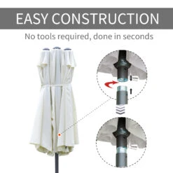 Outsunny Patio Umbrella 15' Steel Rectangular Outdoor Double Sided Market With Base, UV Sun Protection & Easy Crank For Deck Pool Patio, Beige -Outsunny fQHd3917e6a697376