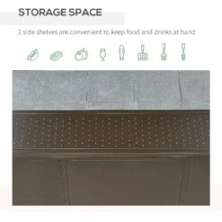 Outsunny 8'x5' BBQ Grill Gazebo With 2 Side Shelves, Outdoor Double Tiered Interlaced Polycarbonate Roof With Steel Frame, Brown -Outsunny fQid4a17e6afbebd9