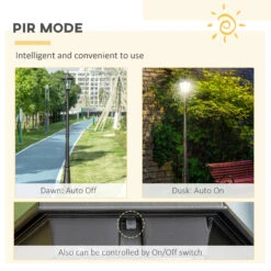 Outsunny 94.5" Solar Lamp Post Light, Dusk To Dawn Vintage Style Street Light, Aluminum Solar Powdered Lamp, PIR Motion Sensor For Garden, Lawn, Pathway, Driveway, Black -Outsunny fS388c1865f2cd3b5