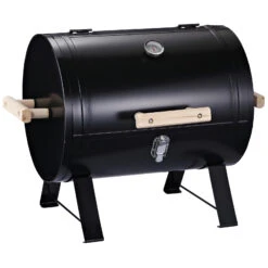Outsunny 20" Charcoal Barbecue Grill With Wooden Handle Portable Outdoor Camping Charcoal Barbecue Grill Improved Air Circulation