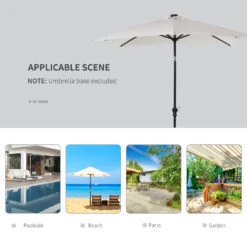 Outsunny 9' X 7' Patio Umbrella Outdoor Table Market Umbrella With Crank, Solar LED Lights, 45° Tilt, Push-Button Operation, For Deck, Backyard, Pool And Lawn, White -Outsunny fXx3d61815340c682
