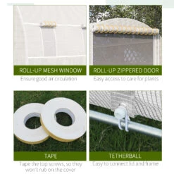 Outsunny Steel Frame Walk-In Tunnel Greenhouse Garden Warm House Large Hot House Kit With Windows & Door, 19' X 10' X 7', White -Outsunny ffgb10188c3b87495