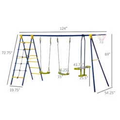 Outsunny Swing Set Outdoor For Kids, W/ Adjustable Height Seat, Basket Hoop, Glider -Outsunny fgLc1717f2768a8d6