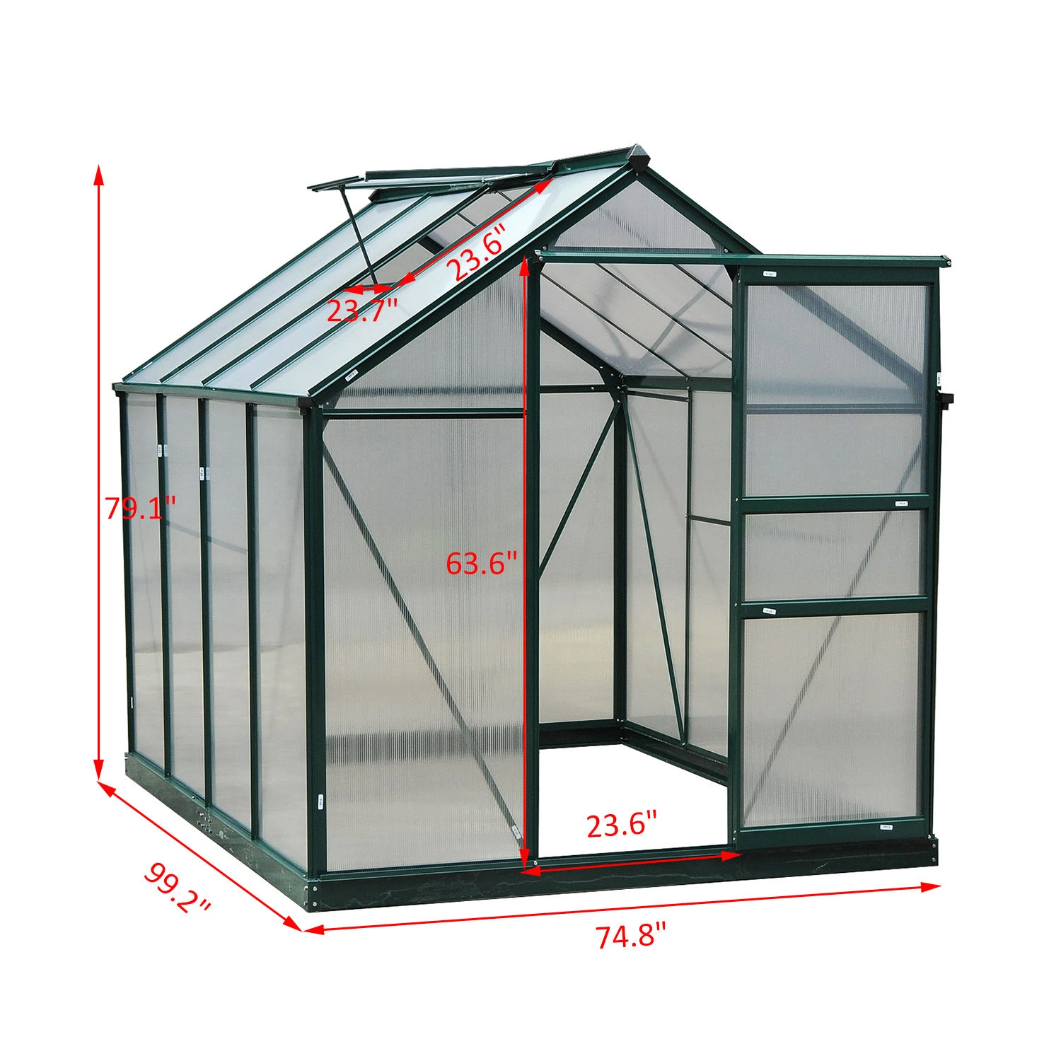 Outsunny 6' X 8' X 7' Polycarbonate Greenhouse Walk-in Plant Greenhouse For Backyard/Outdoor Use With Window And Door, Aluminum Frame, PC Board 3 Outsunny 6' X 8' X 7' Polycarbonate Greenhouse Walk-in Plant Greenhouse For Backyard/Outdoor Use With Window And Door, Aluminum Frame, PC Board - Image 3