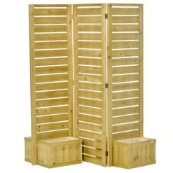 Outsunny Wood Privacy Screen W/ 4 Planter Box, Raised Bed W/ 3 Panels & Drainage Holes 25 Outsunny Wood Privacy Screen W/ 4 Planter Box, Raised Bed W/ 3 Panels & Drainage Holes -Outsunny flee1917e69a004bc