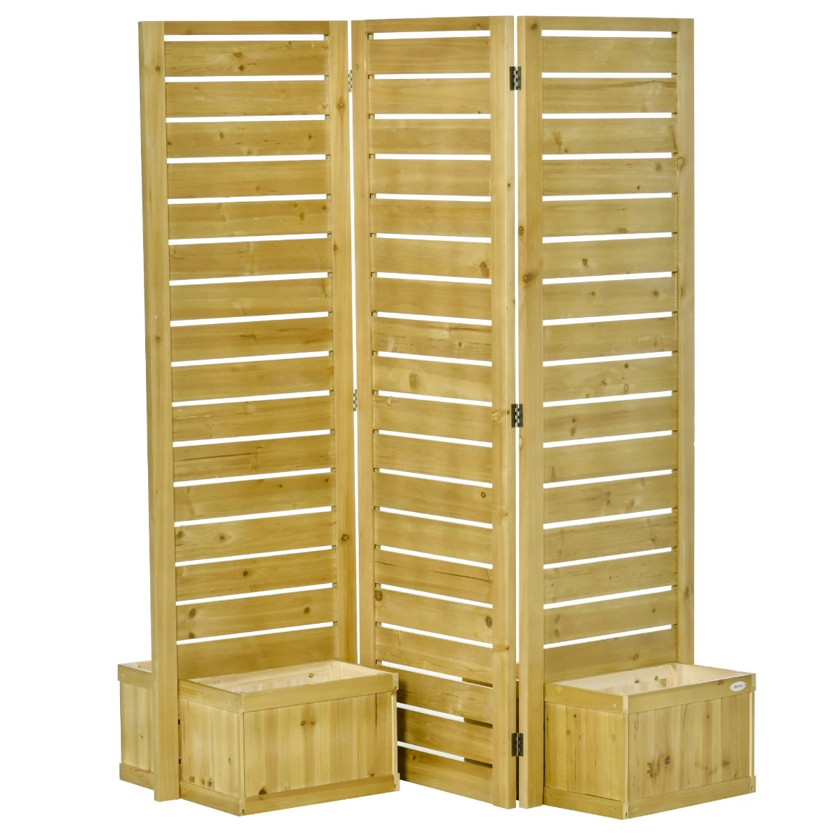 Outsunny Wood Privacy Screen W/ 4 Planter Box, Raised Bed W/ 3 Panels & Drainage Holes 11 Outsunny Wood Privacy Screen W/ 4 Planter Box, Raised Bed W/ 3 Panels & Drainage Holes - Image 11