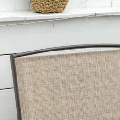 Outsunny Outdoor Glider Bench With Center Table, Metal Frame Patio Loveseat With Breathable Mesh Fabric And Armrests For Backyard Garden Porch, Brown -Outsunny frv7561806368973f