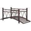 Outsunny 3.3' Classic Garden Bridge Metal Arch Zen Footbridge With Safety Siderails, Decorative Footbridge, Delicate Scrollwork & Corner Spheres For Stream, Fish Pond, Black