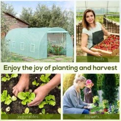 Outsunny 20' X 10' X 7' Walk-In Tunnel Greenhouse, Garden Warm House, Large Hot House Kit With 8 Roll-up Windows & Roll Up Door, Steel Frame, Green -Outsunny g5o16a17f6da92c0f