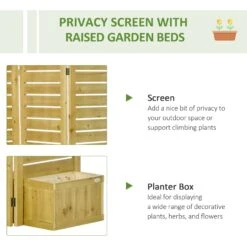 Outsunny Wood Privacy Screen W/ 4 Planter Box, Raised Bed W/ 3 Panels & Drainage Holes 21 Outsunny Wood Privacy Screen W/ 4 Planter Box, Raised Bed W/ 3 Panels & Drainage Holes -Outsunny gDO41e17e69a004bc