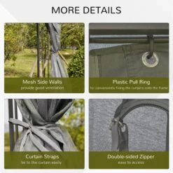 Outsunny 10' X 10' Patio Gazebo With Corner Frame Shelves, Double Roof Outdoor Gazebo Canopy Shelter With Netting, For Patio, Wedding, Catering & Events, Gray -Outsunny gEvaab17e681f90d8