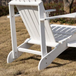 Outsunny Set Of 3 Wooden Adirondack Chairs, Outdoor Double Seat With Center Table And Umbrella Hole For Patio, Backyard, Deck, Fire Pit, White -Outsunny gOefc91816133cc84