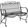 Outsunny Metal Park Bench For Front Porch, Loveseat Like 2 Person, Armrests, Steel Frame, European Antique Style Outdoor Furniture, Black