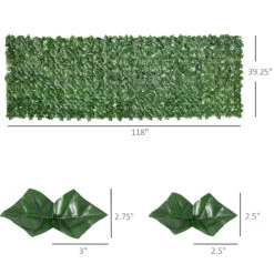 Outsunny 118" X 39" Artificial Ivy Privacy Fence, Wall Screen Faux Greenery, Leaves Decoration For Outdoor Garden, Backyard Décor, Balcony, Patio, Dark Green -Outsunny gSpc17180204d0793